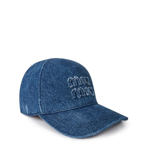 miu miu cap denim|Miu Miu Denim Baseball Cap .